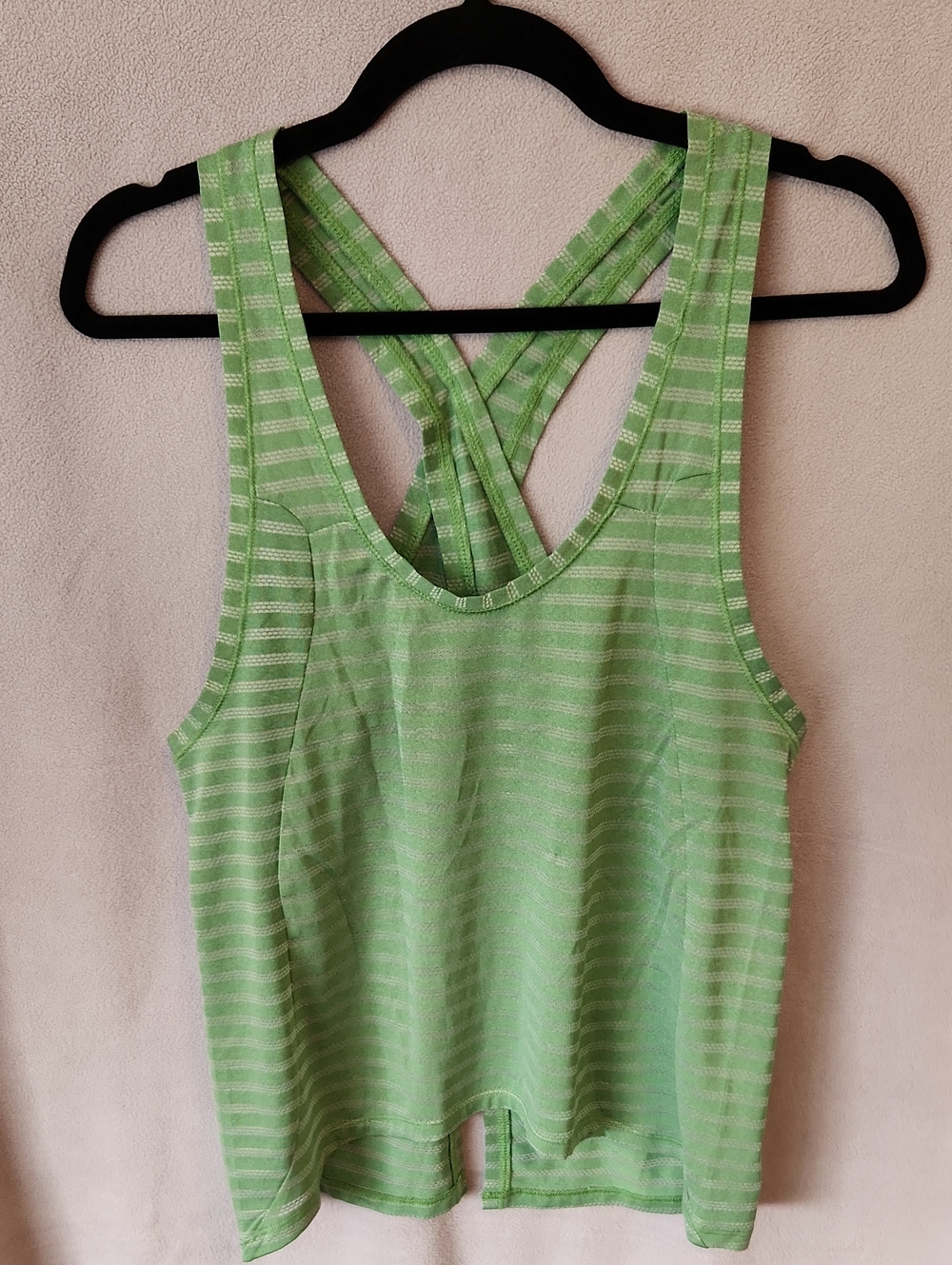 🌼3/$25🌼 ZYIA Green Striped Cross Back Mesh Tank Top